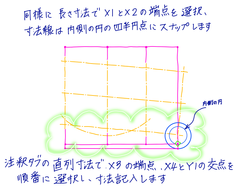AutoCADでの寸法線作成手順STEP2-9