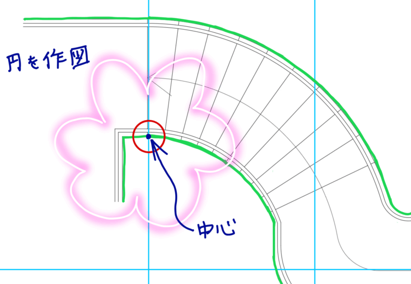 AutoCADで階段平面図の踏板作図