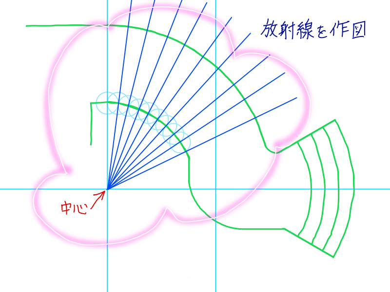 AutoCADで階段平面図の踏板作図放射線コマンドを使う