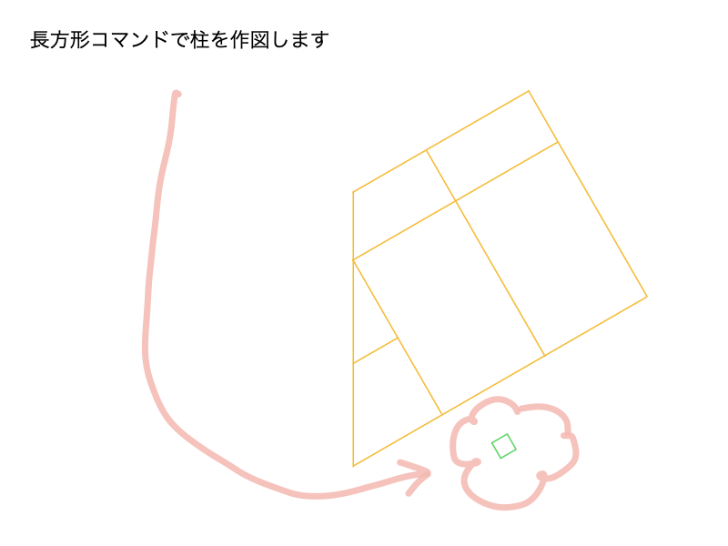 AutoCADで傾斜した正方形作成手順STEP2-1