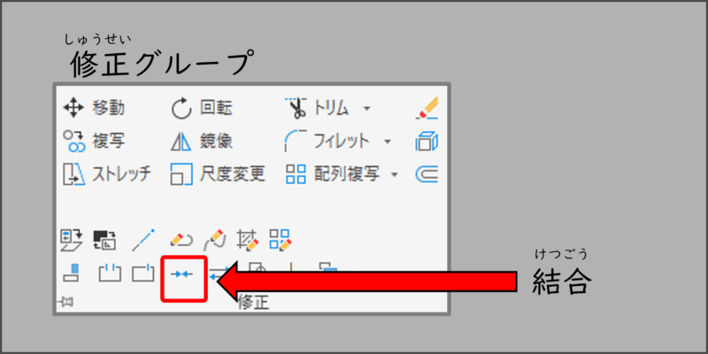 AutoCADで結合コマンド