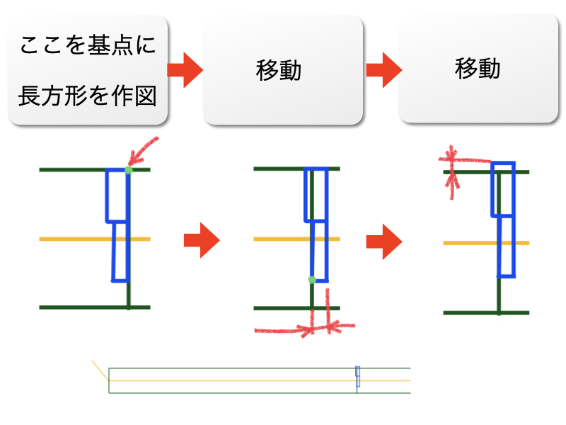 建築CAD検定3級過去問題 壁と窓 AutoCADで練習 解説図
