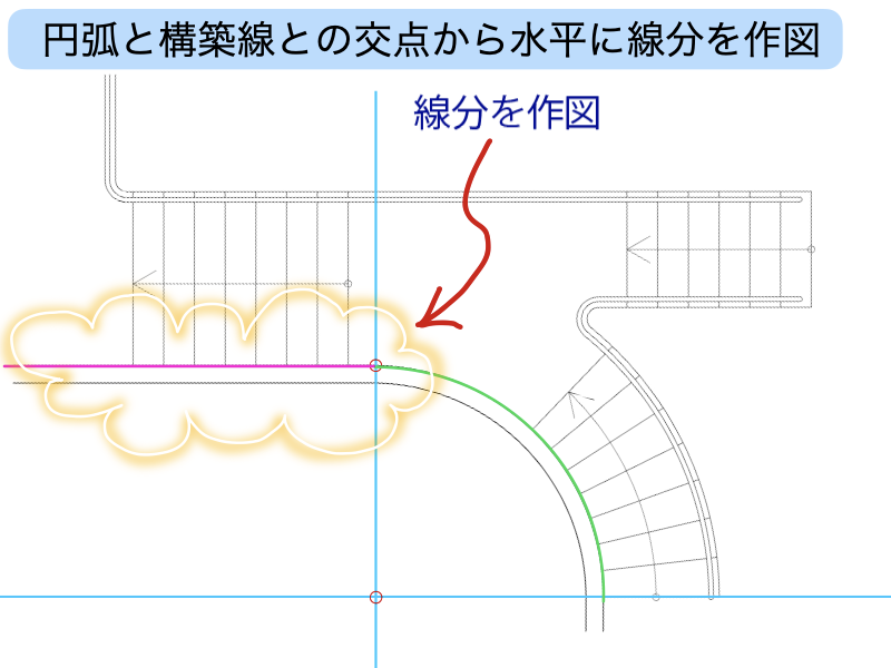 建築CAD検定３級階段平面図過去問題練習　線分の作図