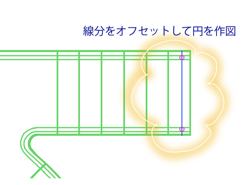 建築CAD検定３級階段平面図過去問題練習　手すりの端部の作図