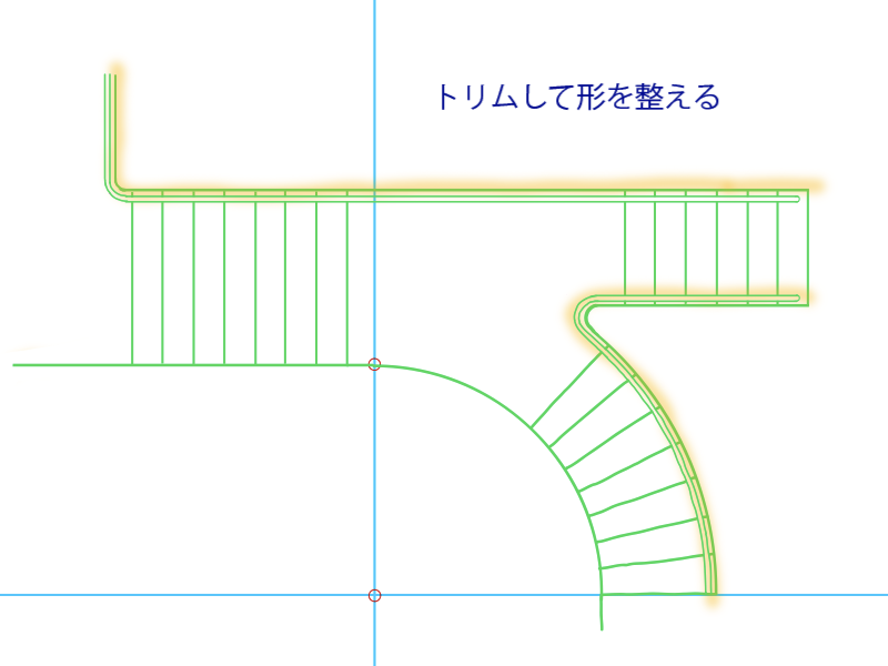 建築CAD検定３級階段平面図過去問題練習　形を整える