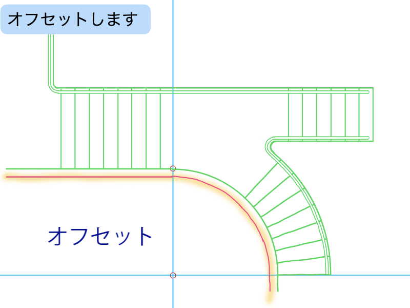 建築CAD検定３級階段平面図過去問題練習　オフセット