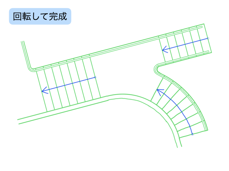 建築CAD検定３級階段平面図過去問題練習もとの形に回転　