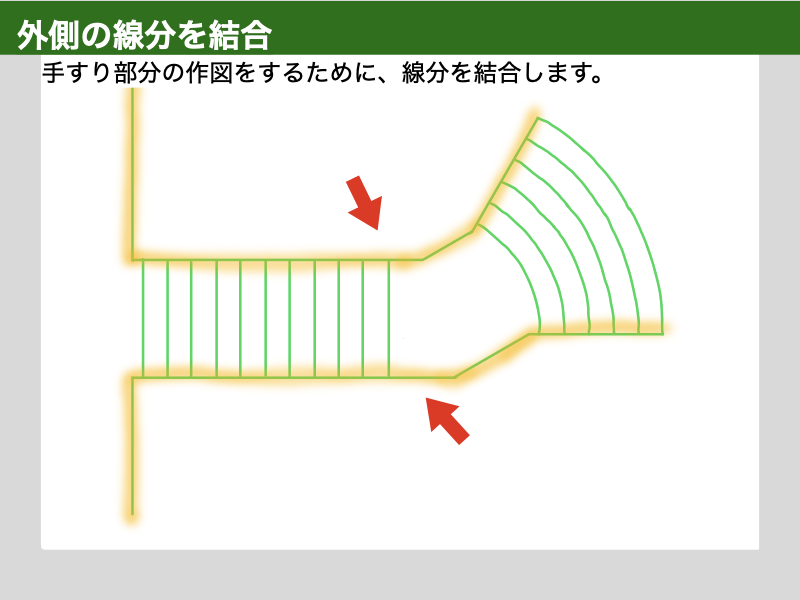 AutoCAD　建築CAD検定３級　階段平面図　解説図