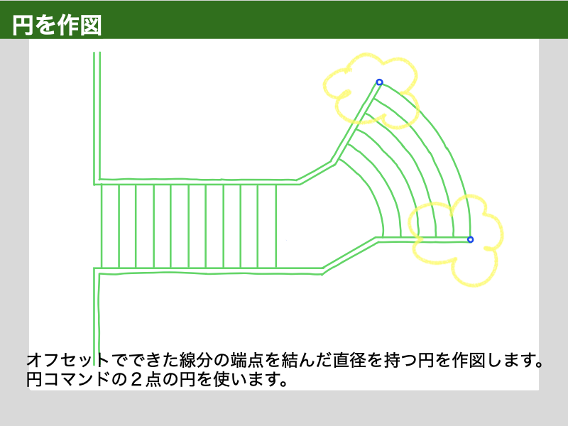 AutoCAD　建築CAD検定３級　階段平面図　解説図